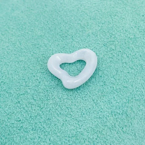 Tiffany Blue Purple Lace Agate Open Heart Carved Stone Pendant Elsa Peretti